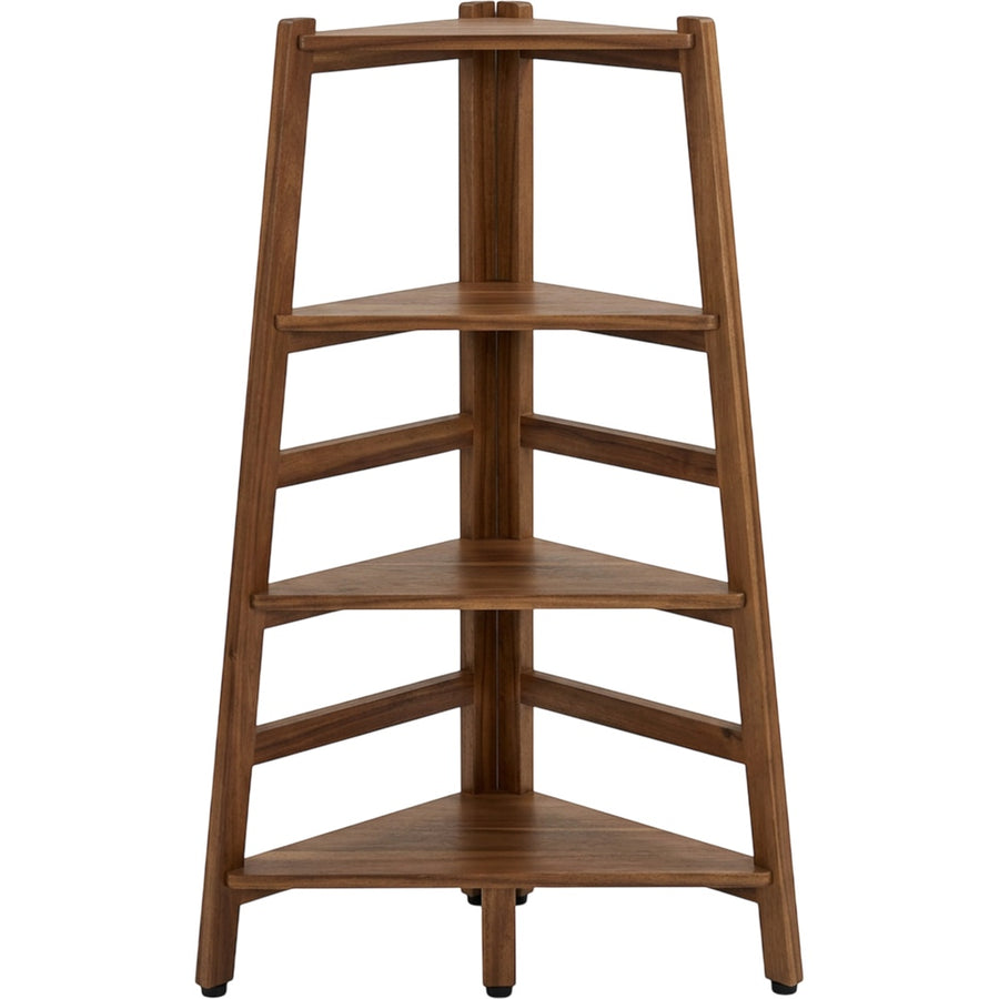 Ldkwb Four Tier Acacia Corner Ladder Plant Stand Walnut