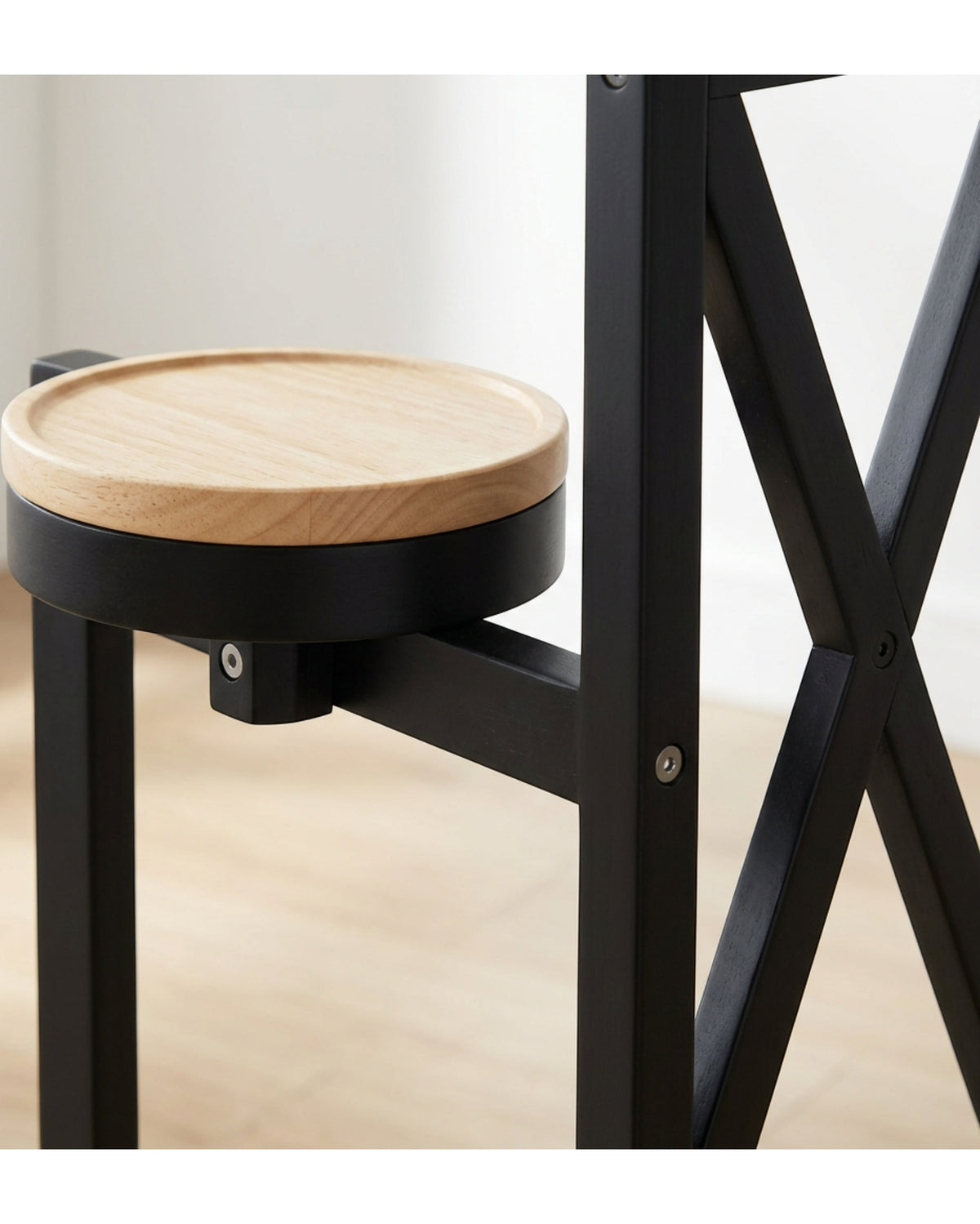 Ldkwb Six Platform Rubberwood Stepped Plant Stand Black Natural - Detail view