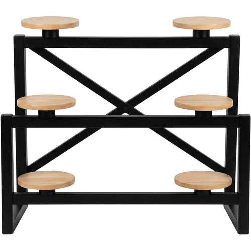 Ldkwb Six Platform Rubberwood Stepped Plant Stand Black Natural - Product view