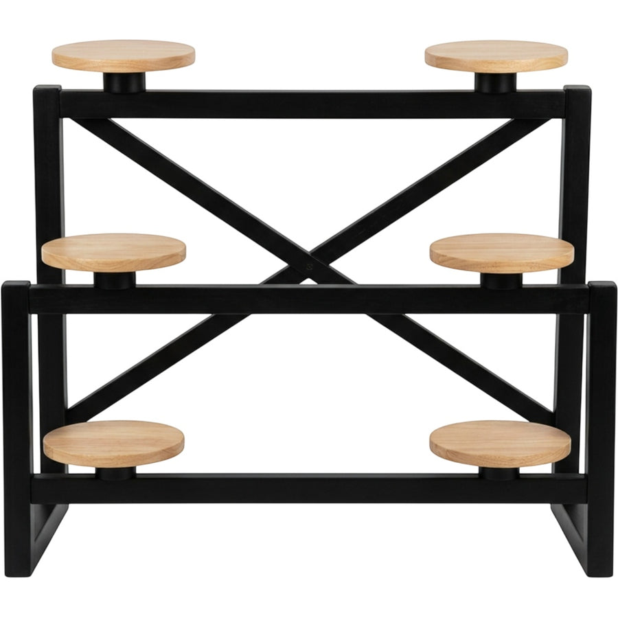 Ldkwb Six Platform Rubberwood Stepped Plant Stand Black Natural